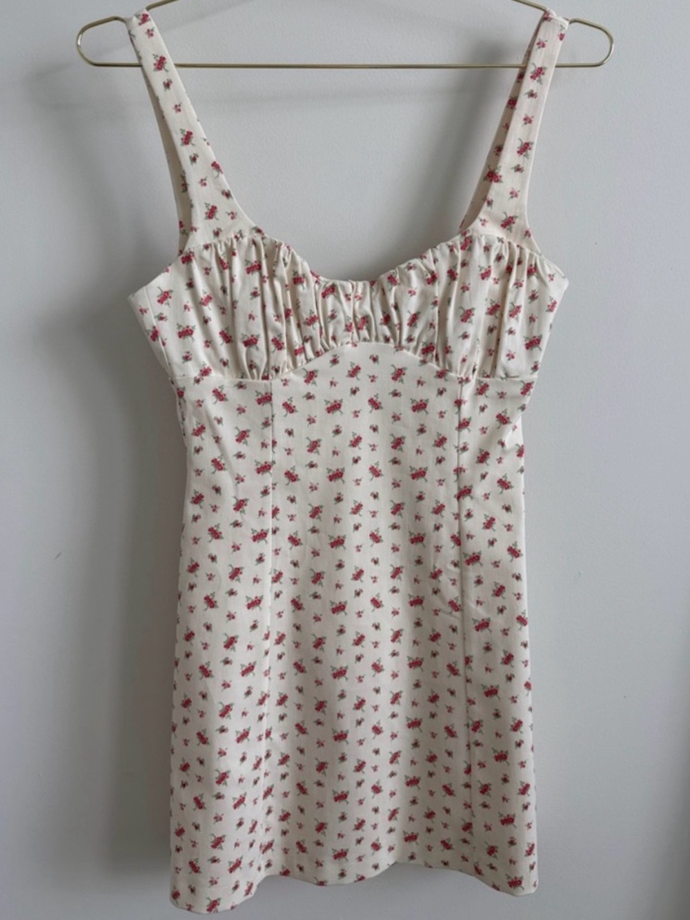 Zara Cream Mini Dress with Red Rose Print